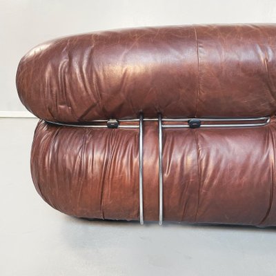 Mid-Century Italian Soriana Sofa in Brown Leather by Afra & Tobia Scarpa for Cassina, 1970-GDD-1214700