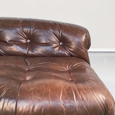 Mid-Century Italian Soriana Sofa in Brown Leather by Afra & Tobia Scarpa for Cassina, 1970-GDD-1214700