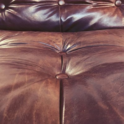 Mid-Century Italian Soriana Sofa in Brown Leather by Afra & Tobia Scarpa for Cassina, 1970-GDD-1214700