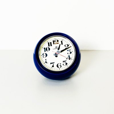 Mid-Century Italian Spherical Blue Plastic Clock Boule from Lorenz, 1960s-GDD-1251074