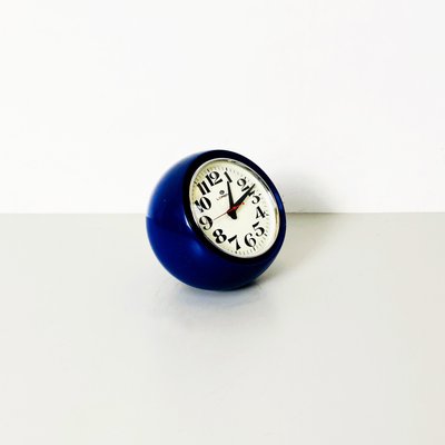 Mid-Century Italian Spherical Blue Plastic Clock Boule from Lorenz, 1960s-GDD-1251074