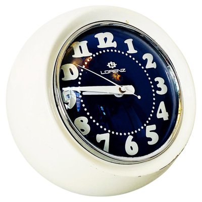 Mid-Century Italian Spherical White Plastic Clock Boule from Lorenz, 1960s-GDD-1251080