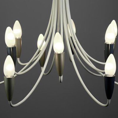 Mid-Century Italian Spider Sputnic-Design Pendant Chandelier with 12 Curved Arms, 1950s-QBR-1315004