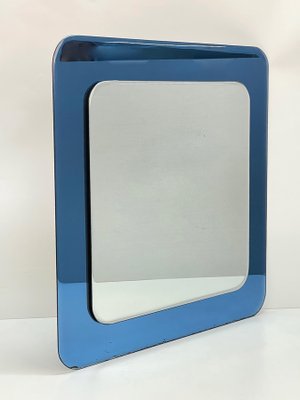 Mid-Century Italian Square Wall Mirror with Blue Glass Frame from Cristal Arte, 1960s-JDR-1125603