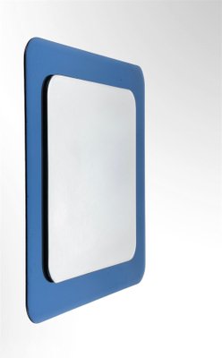 Mid-Century Italian Square Wall Mirror with Blue Glass Frame from Cristal Arte, 1960s-JDR-1125603