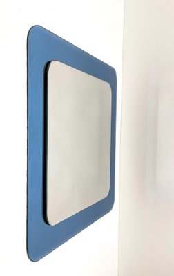 Mid-Century Italian Square Wall Mirror with Blue Glass Frame from Cristal Arte, 1960s-JDR-1125603