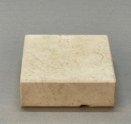 Mid-Century Italian Square White Travertine Marble Ashtray After Mannelli, 1970s-JDR-1166917