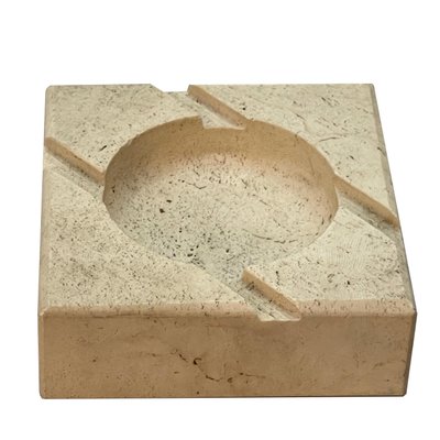 Mid-Century Italian Square White Travertine Marble Ashtray After Mannelli, 1970s-JDR-1166917