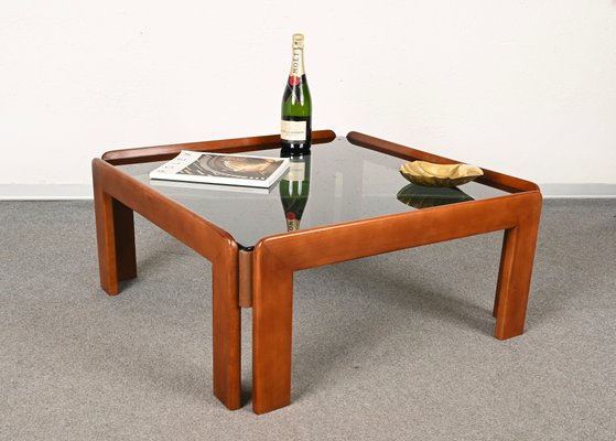 Mid-Century Italian Square Wood Coffee Table by Afra & Tobia Scarpa, 1960s-JDR-1284775