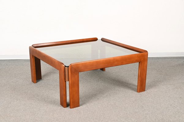 Mid-Century Italian Square Wood Coffee Table by Afra & Tobia Scarpa, 1960s-JDR-1284775