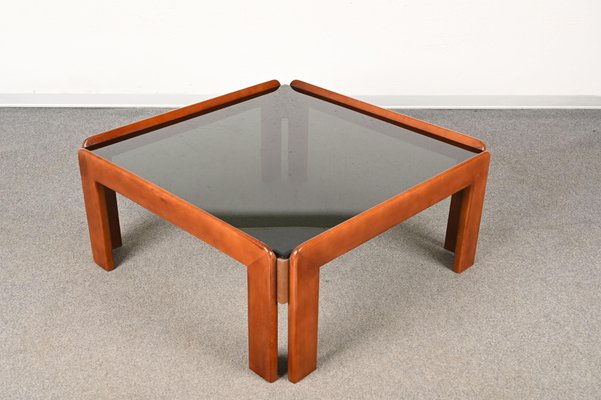 Mid-Century Italian Square Wood Coffee Table by Afra & Tobia Scarpa, 1960s-JDR-1284775