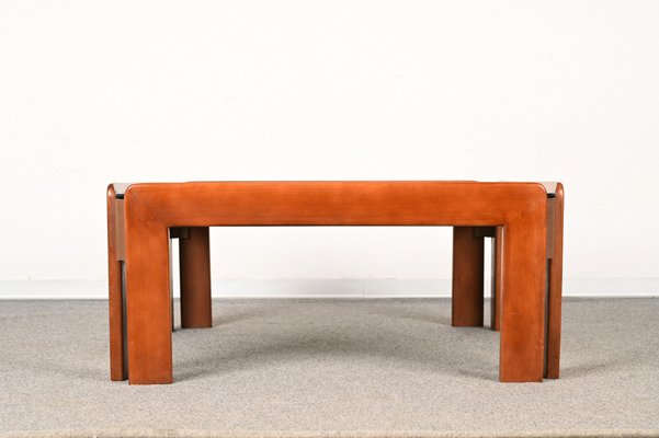 Mid-Century Italian Square Wood Coffee Table by Afra & Tobia Scarpa, 1960s-JDR-1284775