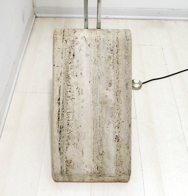 Mid-Century Italian Steel and Travertine Floor Lamp, 1970s-FER-676183