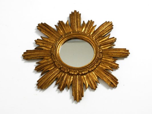 Mid-Century Italian Sunburst Wall Mirror in Wood Gold Plated, 1950s-RR-2043178