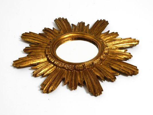 Mid-Century Italian Sunburst Wall Mirror in Wood Gold Plated, 1950s-RR-2043178