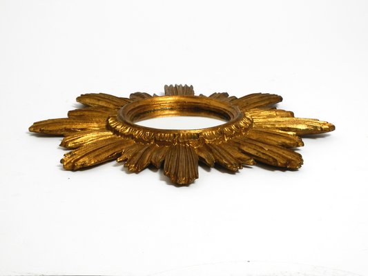 Mid-Century Italian Sunburst Wall Mirror in Wood Gold Plated, 1950s-RR-2043178