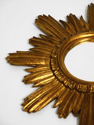 Mid-Century Italian Sunburst Wall Mirror in Wood Gold Plated, 1950s-RR-2043178