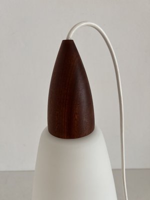 Mid-Century Italian Teak and Milk Glass Pendant, 1960s-VNE-1342184