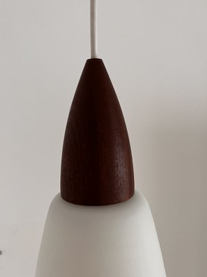 Mid-Century Italian Teak and Milk Glass Pendant, 1960s-VNE-1342184