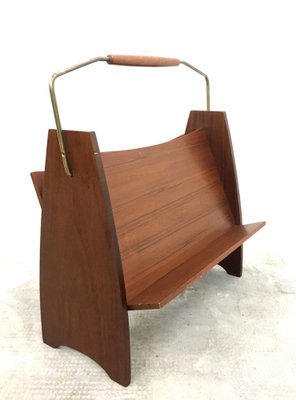 Mid-Century Italian Teak Magazine Rack, Italy, 1960s-FQG-1742735