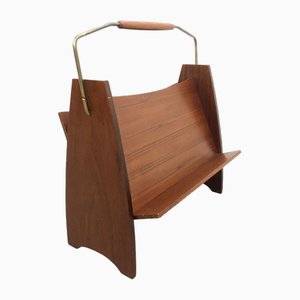 Mid-Century Italian Teak Magazine Rack, Italy, 1960s-FQG-1742735