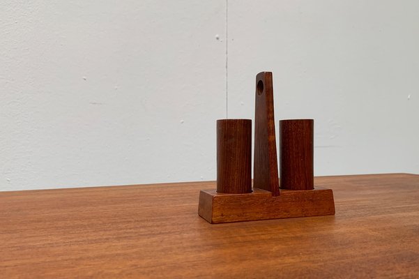 Mid-Century Italian Teak Pepper and Salt Shaker from Anri Form, Italy, Set of 3-UAH-1034972