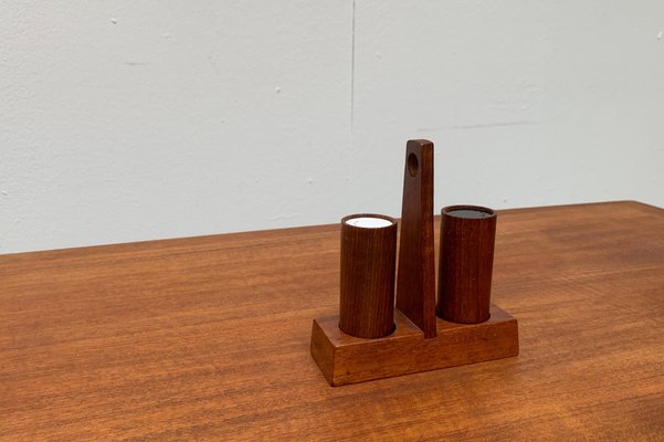 Mid-Century Italian Teak Pepper and Salt Shaker from Anri Form, Italy, Set of 3-UAH-1034972