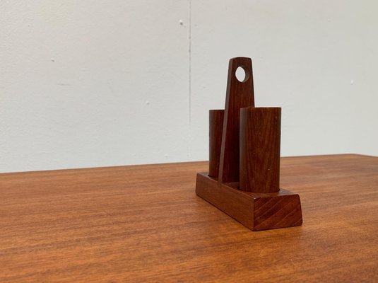 Mid-Century Italian Teak Pepper and Salt Shaker from Anri Form, Italy, Set of 3-UAH-1034972