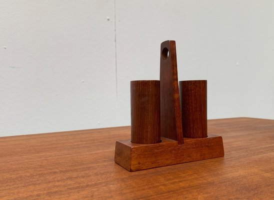 Mid-Century Italian Teak Pepper and Salt Shaker from Anri Form, Italy, Set of 3-UAH-1034972