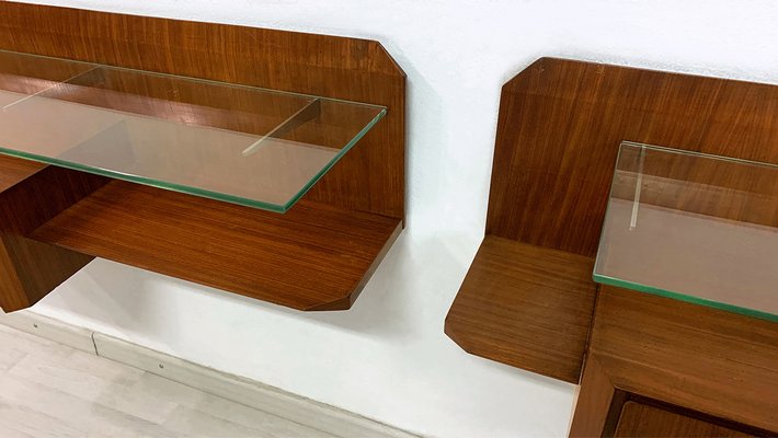 Mid-Century Italian Teakwood Floating Wall Console by Gianni Moscatelli, 1960s, Set of 2-MTX-1175431