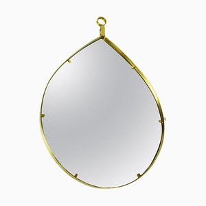 Mid-Century Italian Teardrop Wall Mirror in Brass by Gio Ponti-MH-1030229