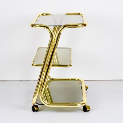 Mid-Century Italian Three-Tier Brass and Smoked Glass Bar Cart from Morex, 1970s-JDR-1210074