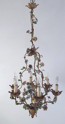 Mid-Century Italian Tole Chandelier, 1950s-FO-1406721