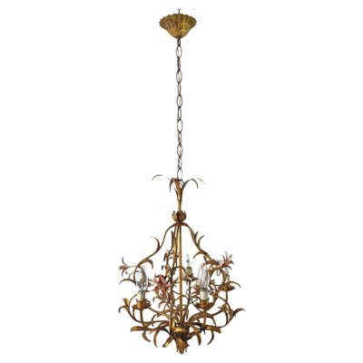 Mid-Century Italian Tole Chandelier, 1950s-FO-1726579