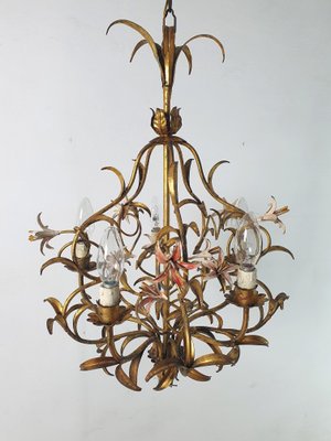 Mid-Century Italian Tole Chandelier, 1950s-FO-1726579