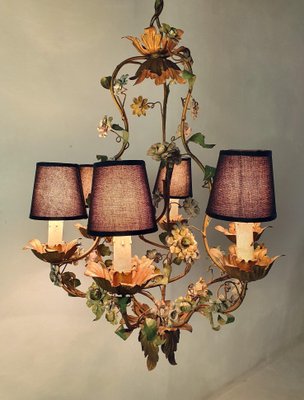 Mid-Century Italian Tole Chandelier, 1950s-FO-1406721