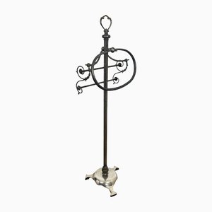 Mid-Century Italian Towel Floor Holder Rack in Solid Silver Brass, 1950s-LYQ-1171675