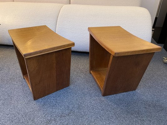 Mid-Century Italian Trapeze Wooden Stools by Osvaldo Borsani, 1950s, Set of 2-FUE-1121864