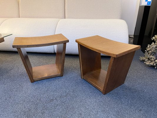 Mid-Century Italian Trapeze Wooden Stools by Osvaldo Borsani, 1950s, Set of 2-FUE-1121864