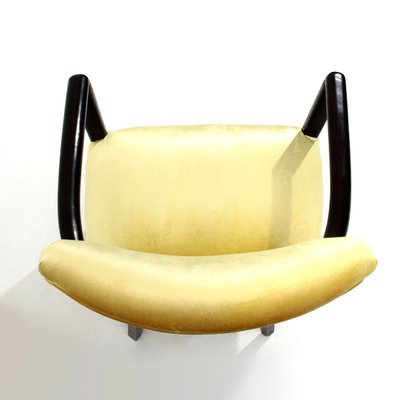 Mid-Century Italian Velvet Armchairs and Footstool, 1940s, Set of 3-EZ-579347