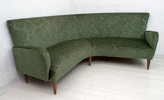 Mid-Century Italian Velvet & Damask Sofa, 1950s-FER-852061