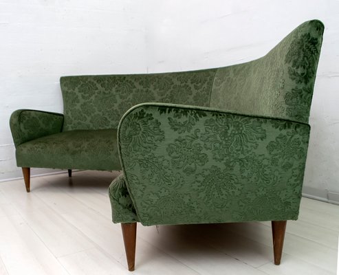 Mid-Century Italian Velvet & Damask Sofa, 1950s-FER-852061