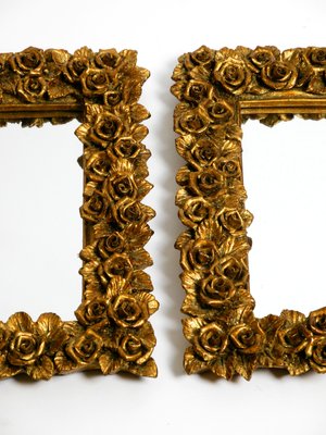 Mid-Century Italian Wall Mirrors with Gilded Frames Decorated with Roses, 1950s, Set of 3-RR-1440935