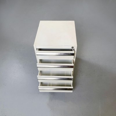 Mid-Century Italian White Metal & Steel Secretary Office Chest of Drawer, 1970s-GDD-1114702