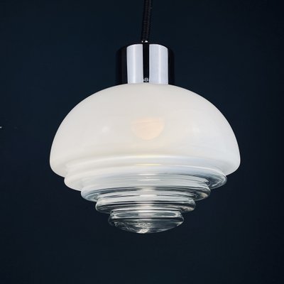 Mid-Century Italian White Murano Pendant Lamp by Mazzega, 1970s-WQC-1116035