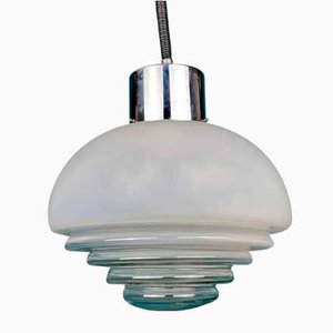 Mid-Century Italian White Murano Pendant Lamp by Mazzega, 1970s-WQC-1116035