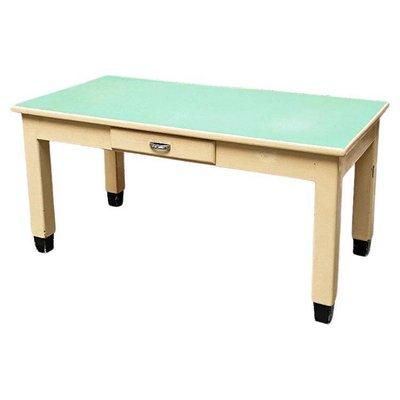 Mid-Century Italian White Wood & Aquamarine Formica Kitchen Table, 1940-GDD-1134826