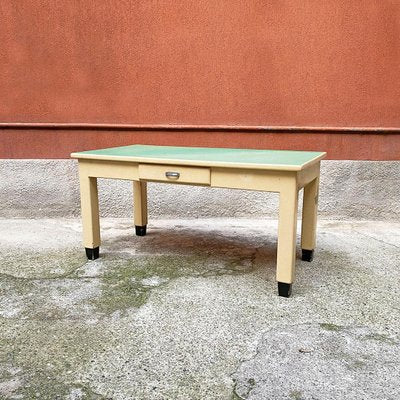 Mid-Century Italian White Wood & Aquamarine Formica Kitchen Table, 1940-GDD-1134826