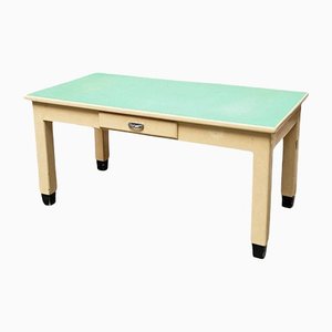 Mid-Century Italian White Wood & Aquamarine Formica Kitchen Table, 1940-GDD-1134826