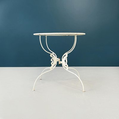 Mid-Century Italian White Wrought Garden Table, 1960s-GDD-1288488